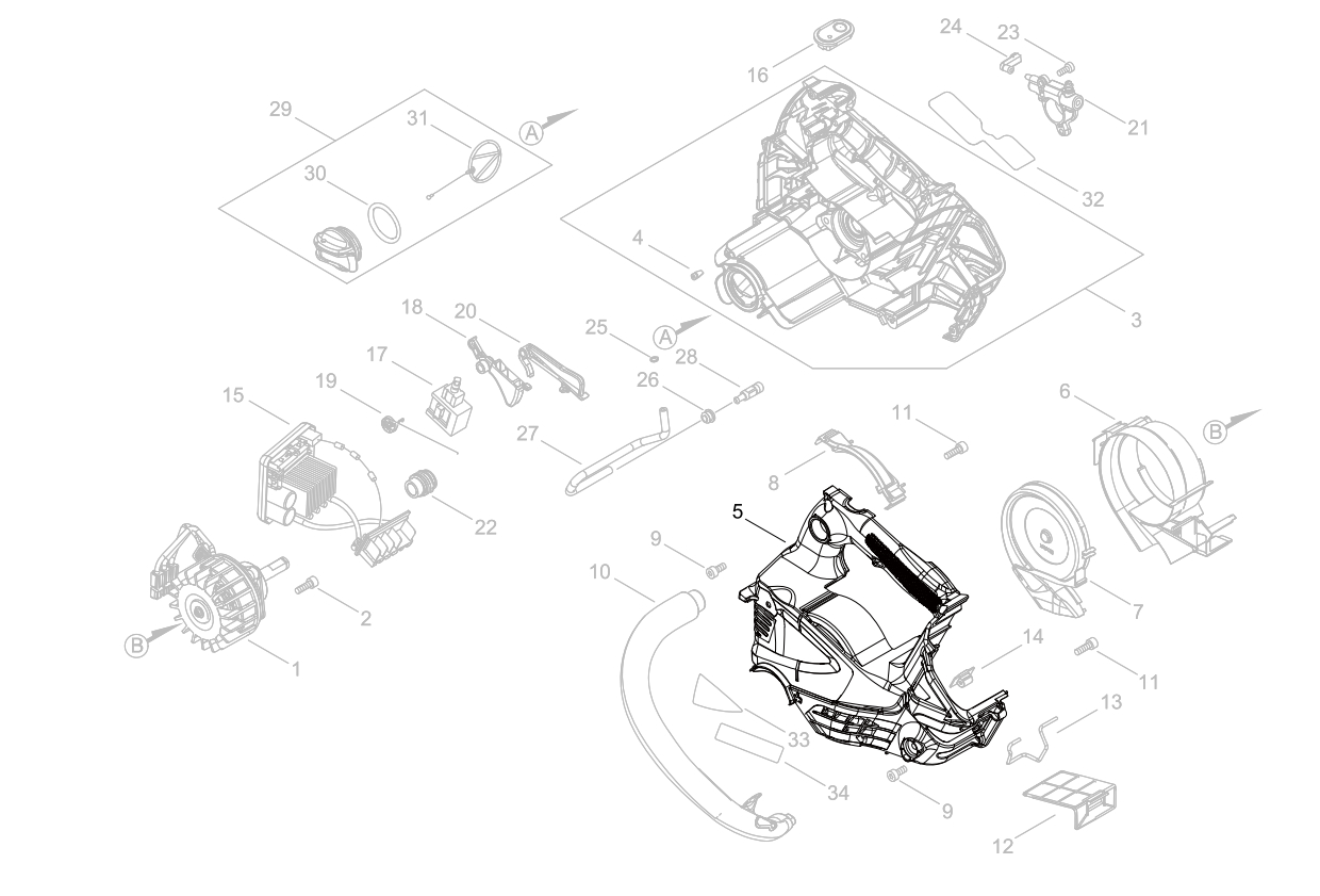 A539-000481 Left Side Casing for Echo battery chainsaw DCS-2500T
