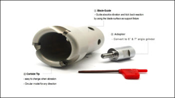 MP21-8-4 Manpa Hole Cutter 4"[10cm] [Requires Large 6" Angle Grinder]